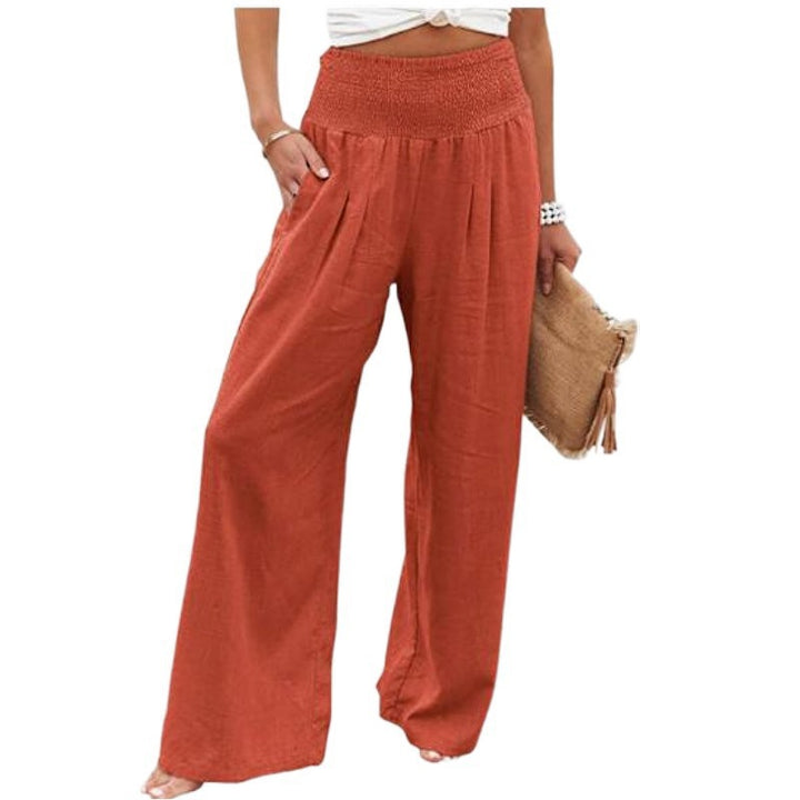 Dame luftig Palazzobukser med elastisk talje og sidelommer Stilla