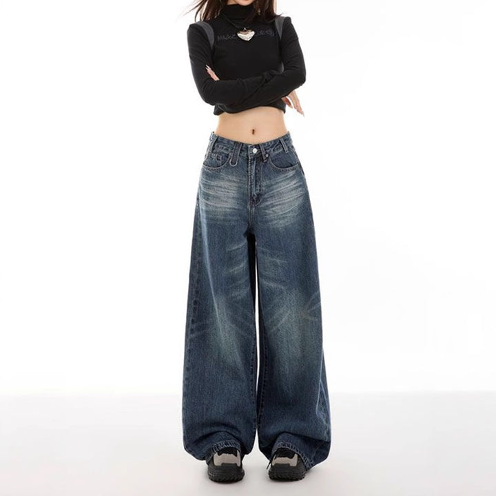 Dame ekstra jeans i trendy brugt look Stilla