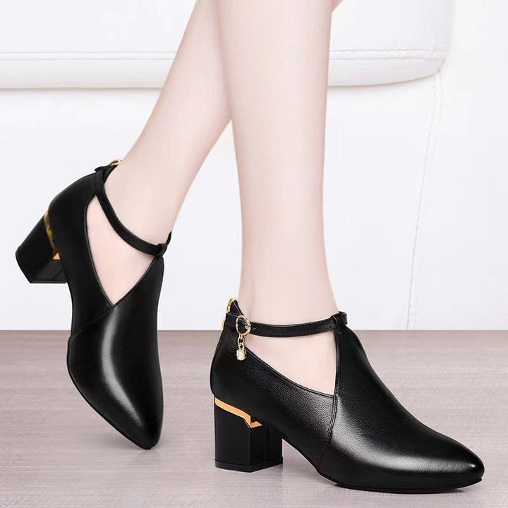 Dame elegante Pump-Boots med dobbelt rem og moderigtige detaljer Stilla