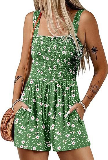 Dame blomster-shorts-overall med sidelommer Stilla
