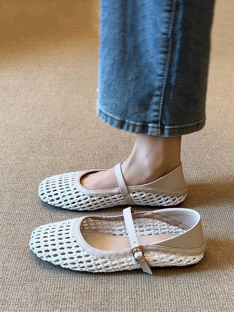 Dame Bekvemme Vevet Mary Jane Flats Stilla