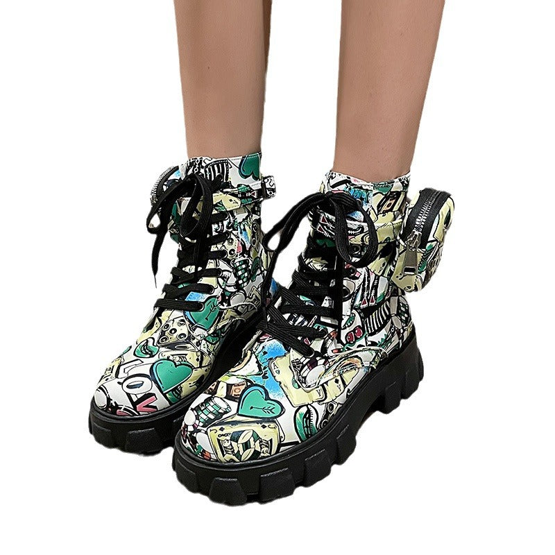 Dame mode Ankle Boots med grafiske mønstre og stabil sål Stilla
