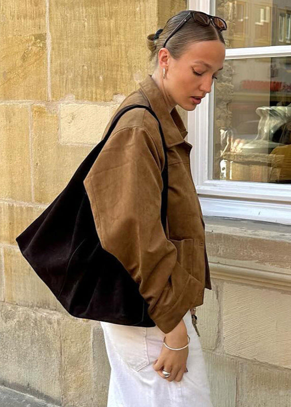 Stilla | Cropped Suede Button-Up Jakke