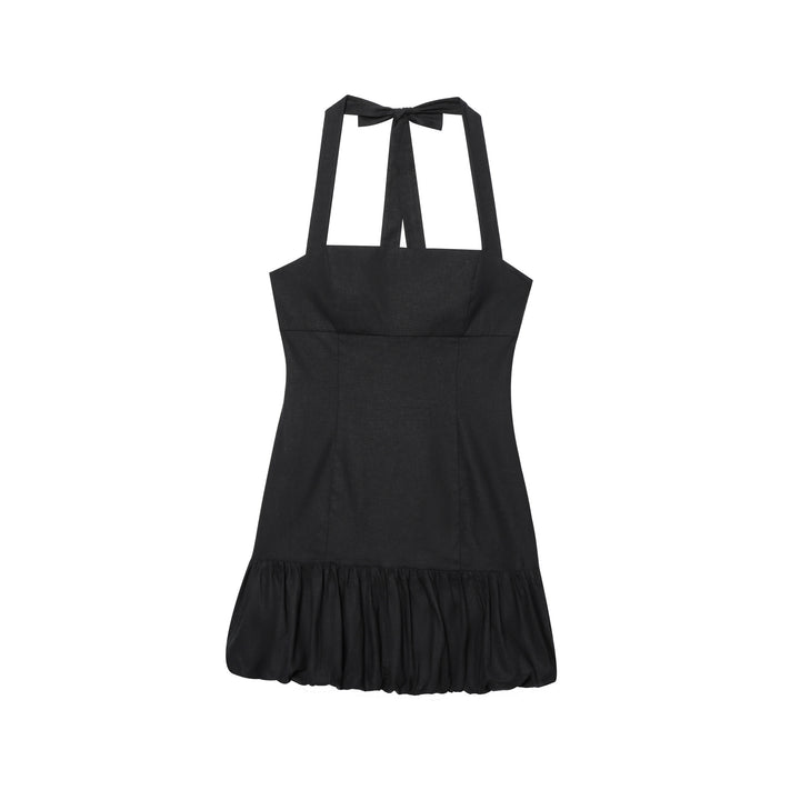 Dame Halter Neck Frit Mini Kjole med Flæsekant Stilla