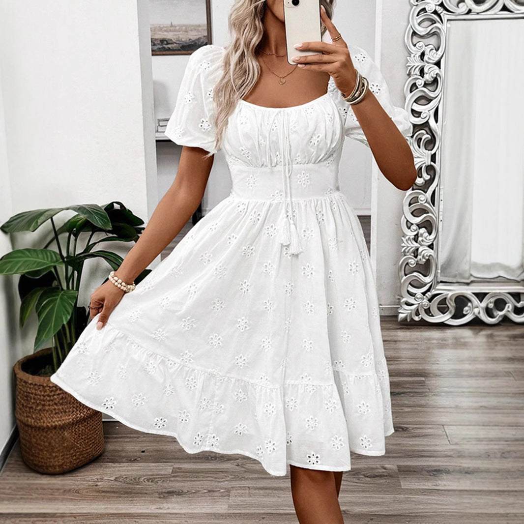 Dame Broderet Sommerkjole Stilla