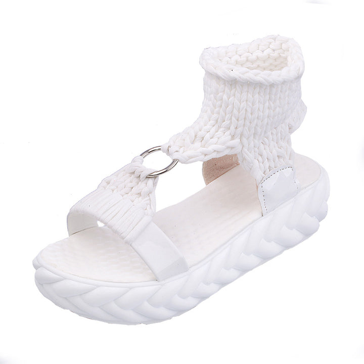 Dame nan håndvævede flettede plateau-sandaler med ergonomisk polstret sål Skovae