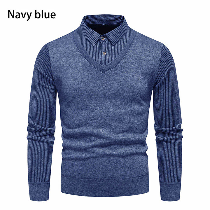 Herrer Smart Casual V-hals pullover med kontrasterende stripeærmer Stilla