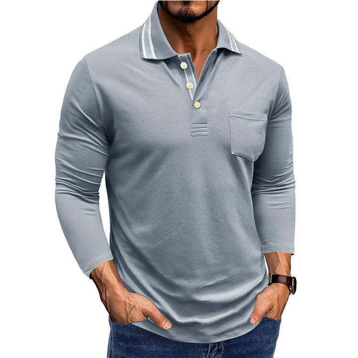 Herrer Langærmet Poloshirt med moderne design og kontrasterende accenter Stilla