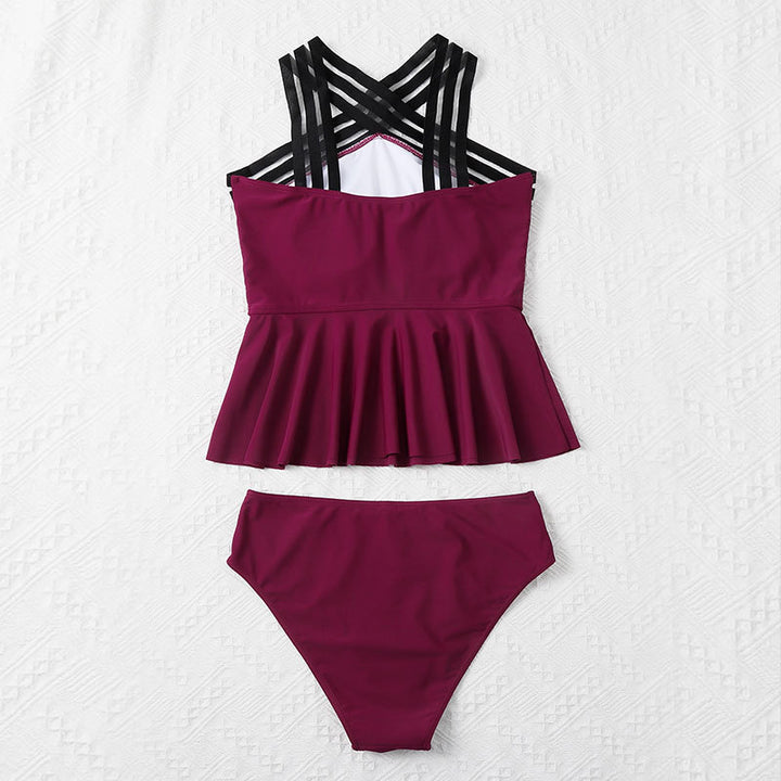Dame Sporty badesuit med smart flæse kant Skovae