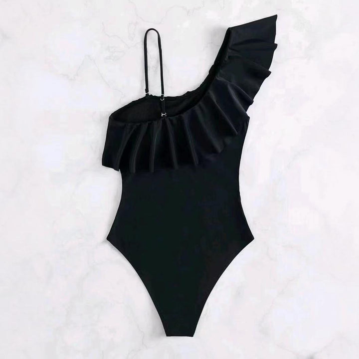 Dame heldragt med asymmetrisk flæse design og mesh detaljer Stilla