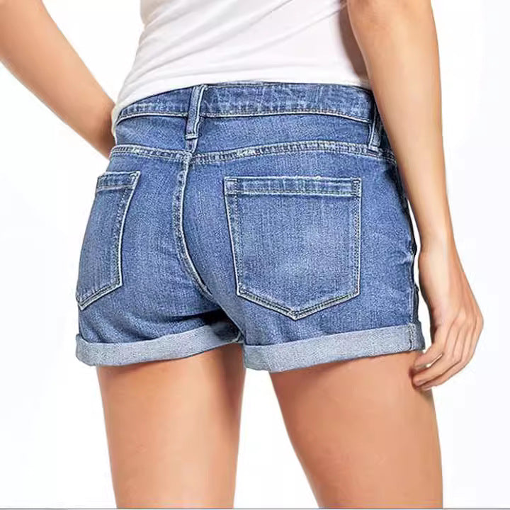 Dame Destroyed Denim-shorts i afslappet fritidsstil Skovae