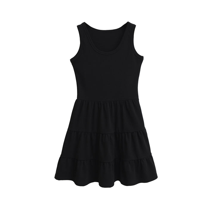 Dame ærmeløs sommerkjole med flydende snit og flæsedetaljer Stilla
