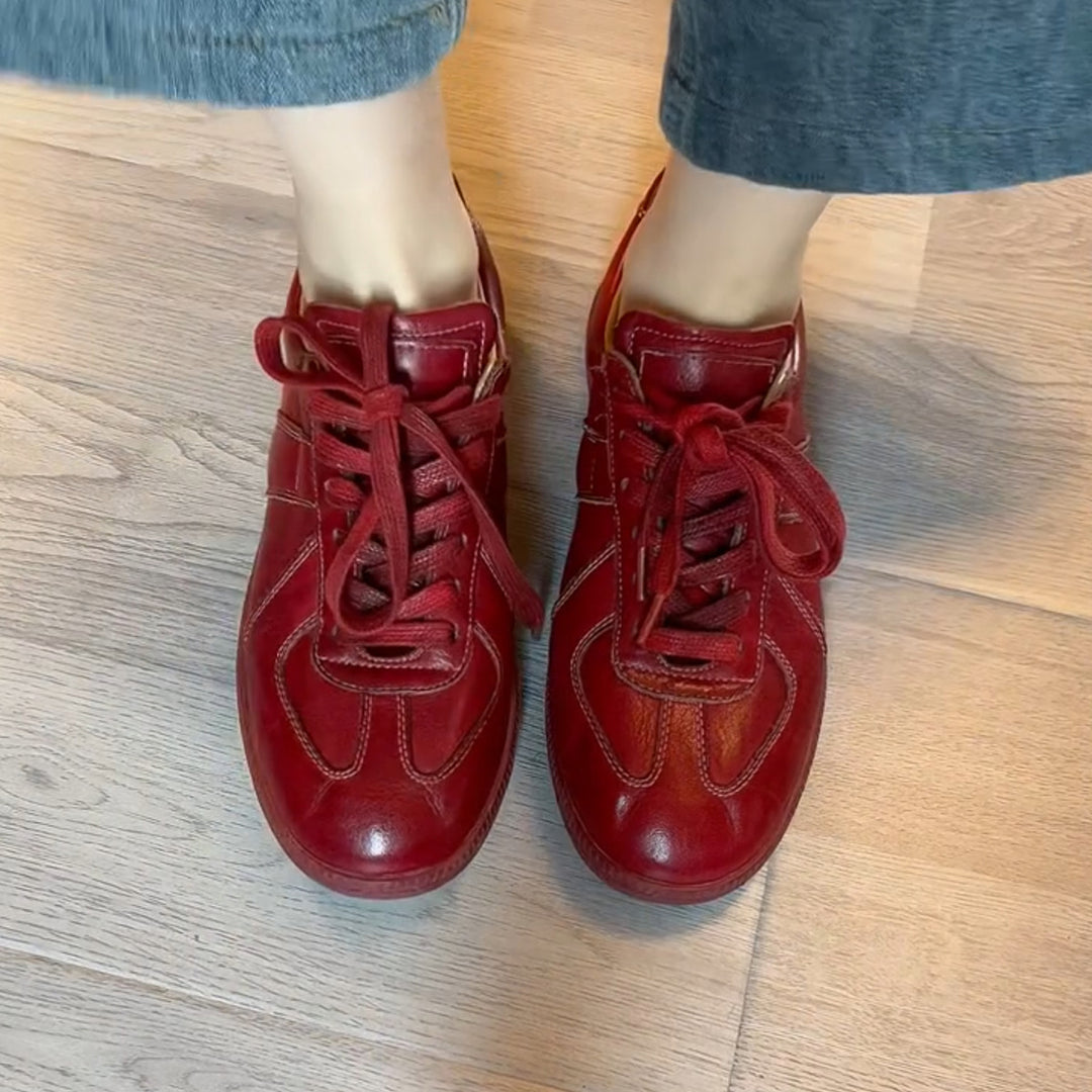 Kvinder Retro-look Mode Sneakers med Premium Læder Stilla