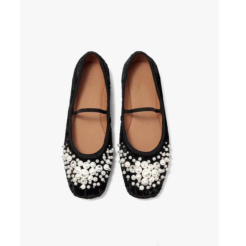Femme Dekorative Perle-prydede Ballerinas Stilla