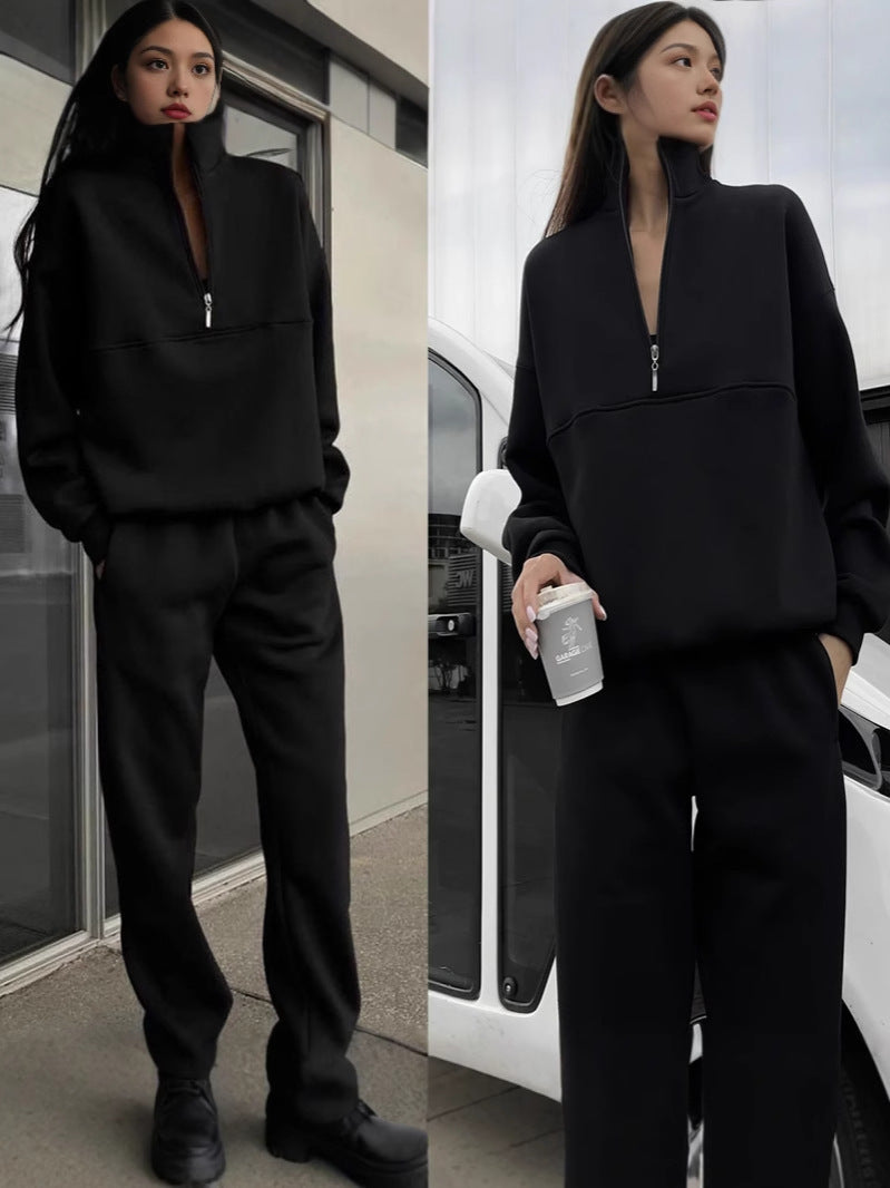 Kvinders sweatshirt og joggingbukser sæt med moderne høj krave Skovae