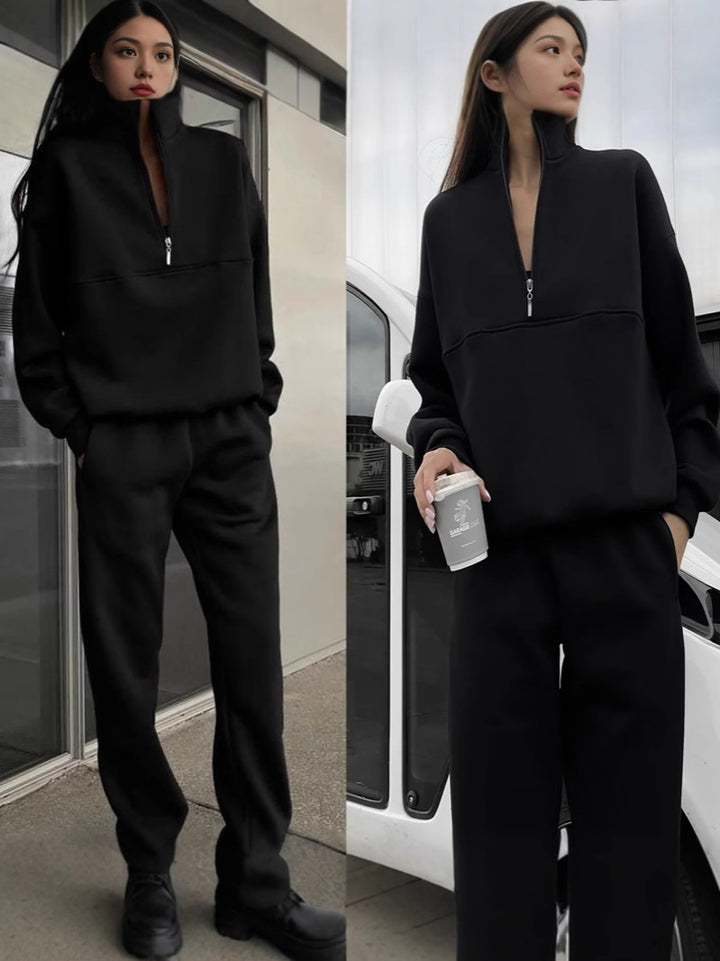 Kvinders sweatshirt og joggingbukser sæt med moderne høj krave Skovae
