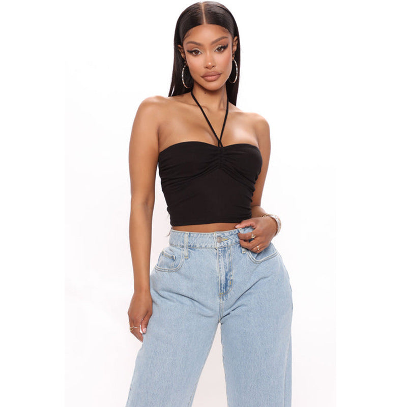 Dame off-shoulder top med rynket detalje Skovae