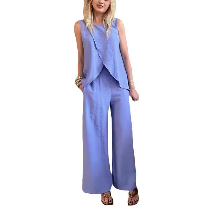Dame Afslappet Jumpsuit med elegant Vikledesign og brede Ben Stilla