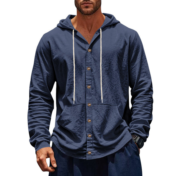 Herrer mode hoodie med struktureret design og praktiske knapper Stilla