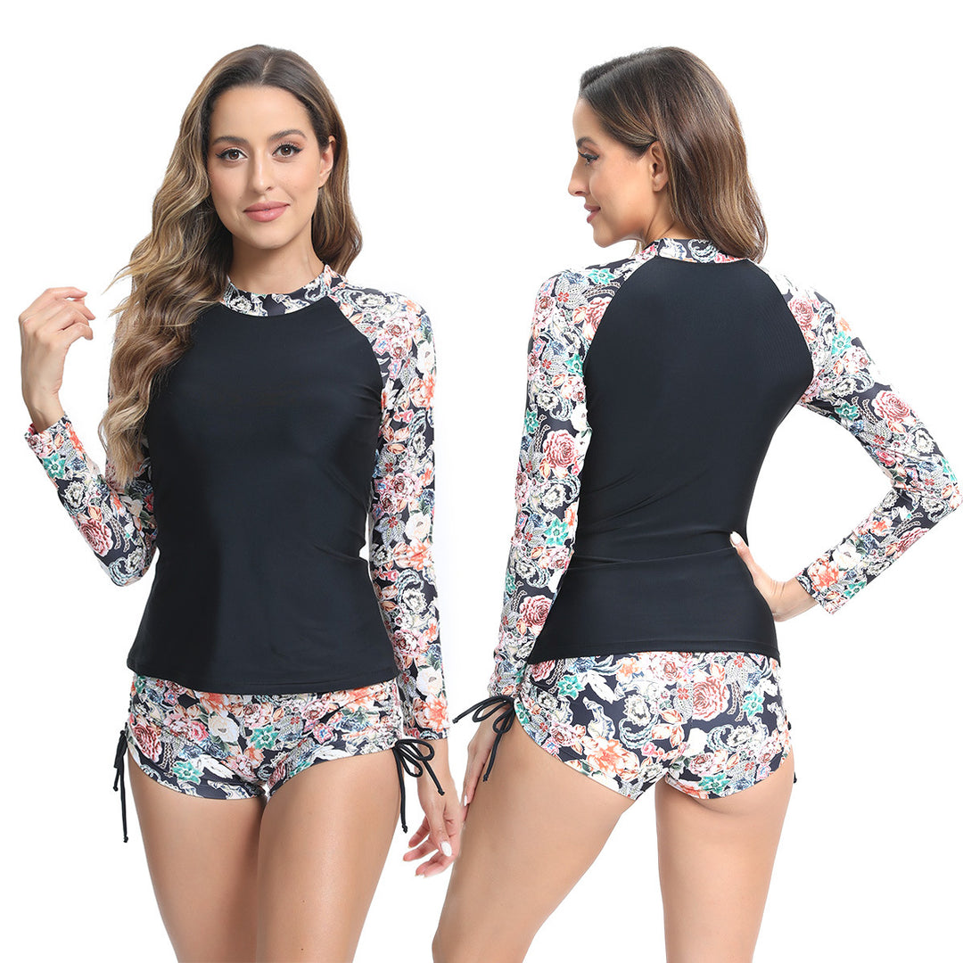 Dame Langærmet Blomster mønster Rash Guard Sæt Stilla