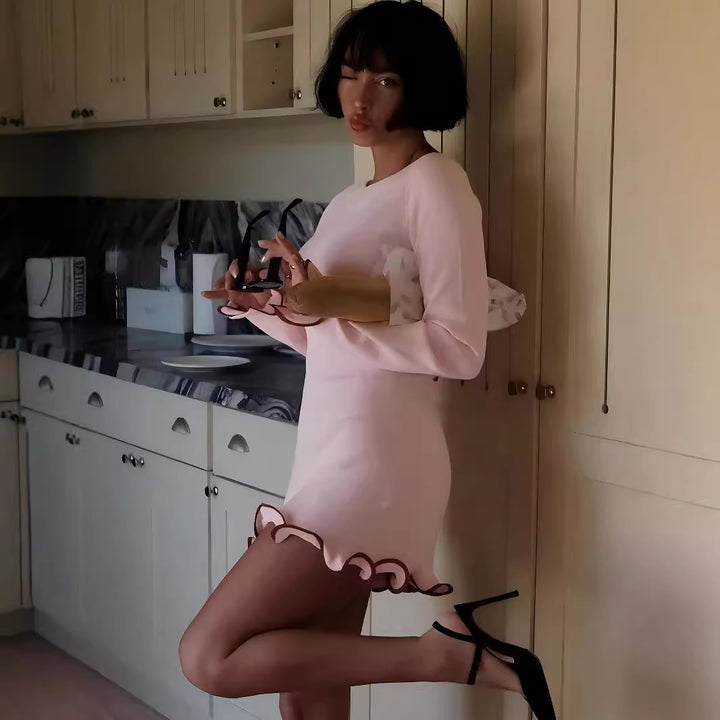 Dame afslappet minikjole med elegante flæsedetaljer Stilla