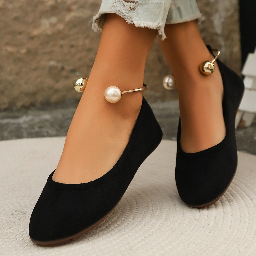 Dame Elegante Ballerinas med kunstnerisk perlesmykke og skridsikker sål Stilla