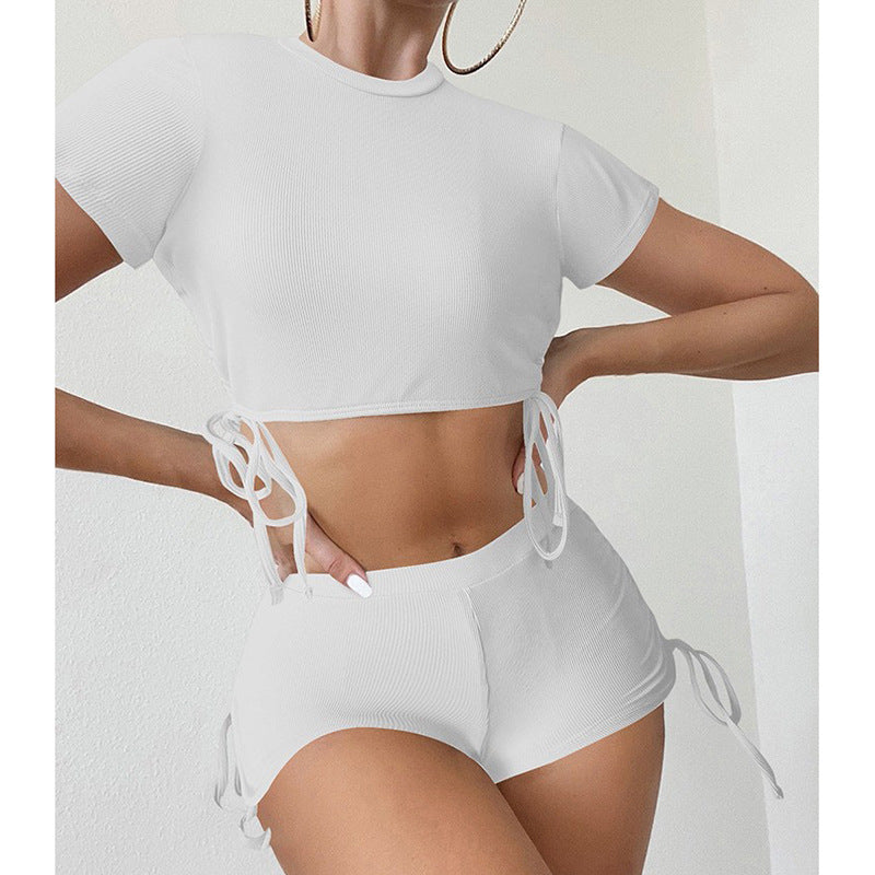 Dame Sporty Crop Top og Shorts Sæt Skovae 1779281154
