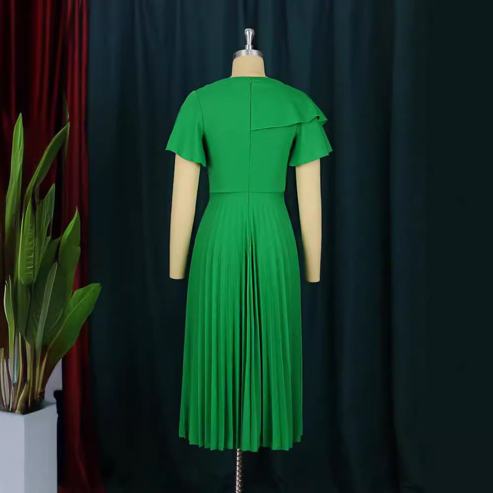Damer elegant plisseret kjole med asymmetrisk ruffle-detail Skovae