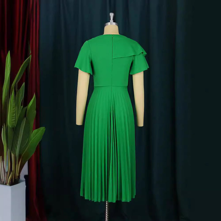 Damer elegant plisseret kjole med asymmetrisk ruffle-detail Skovae