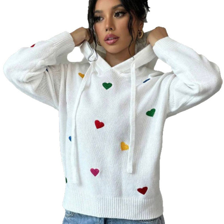 Kvinders hoodie med farverigt hjerte-design og hætte Stilla
