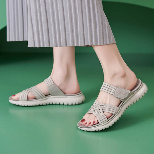 Dame komfort-sandaler med elastiske krydsremme og åndbar sål Stilla