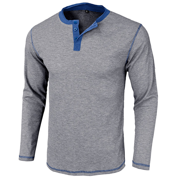Herrer Langærmet Henley-Skjorte med elegant Knapliste og trendy Akcenter Stilla