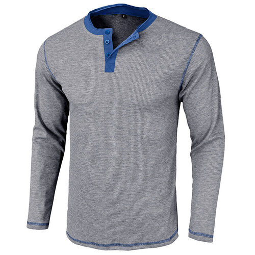 Herrer Langærmet Henley-Skjorte med elegant Knapliste og trendy Akcenter Stilla