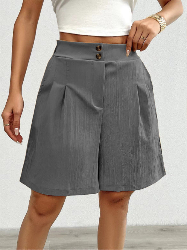 Dame mode shorts med høj talje og elegante folder detaljer Stilla