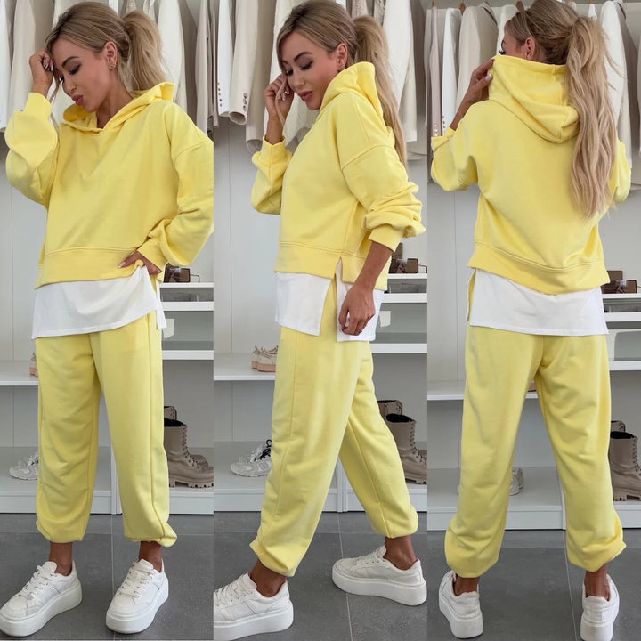 Dame afslappet sweater-sæt med oversized hoodie og behagelige joggingbukser Stilla