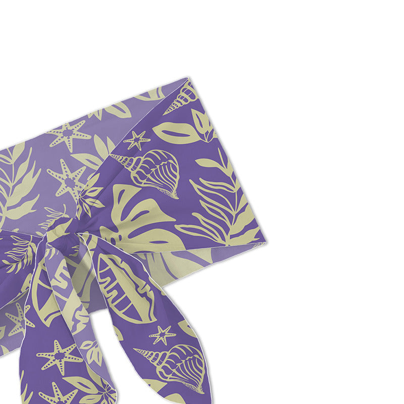 Dame Bandeau-bikini-sæt med legende blad- og muslingemotiv Stilla
