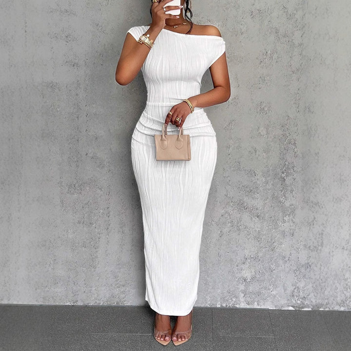 Dame Off-Shoulder Plissee Maxi Kjole Stilla