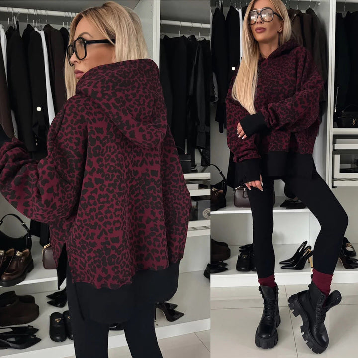 Stilla | Trendy Ensfarvet Trykt Hoodie Sæt