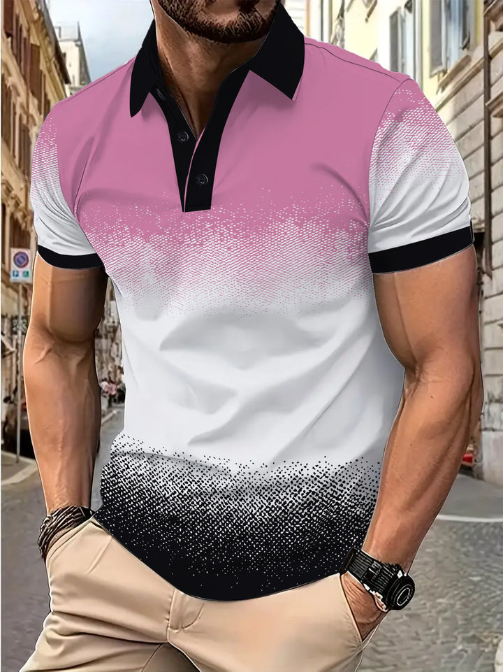 Herrer Poloshirt med moderne farvegradient og struktureret krave Stilla