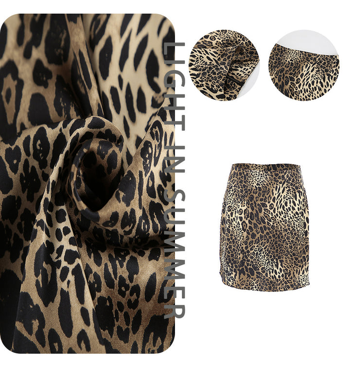 Dame miniskirt med elegant leopardmønster og figursyet snit Stilla
