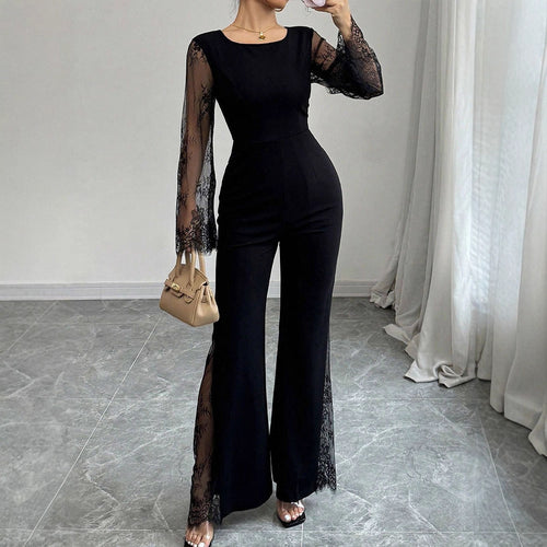 Dame Elegant jumpsuit med skinnende spids og bredt ben Skovae