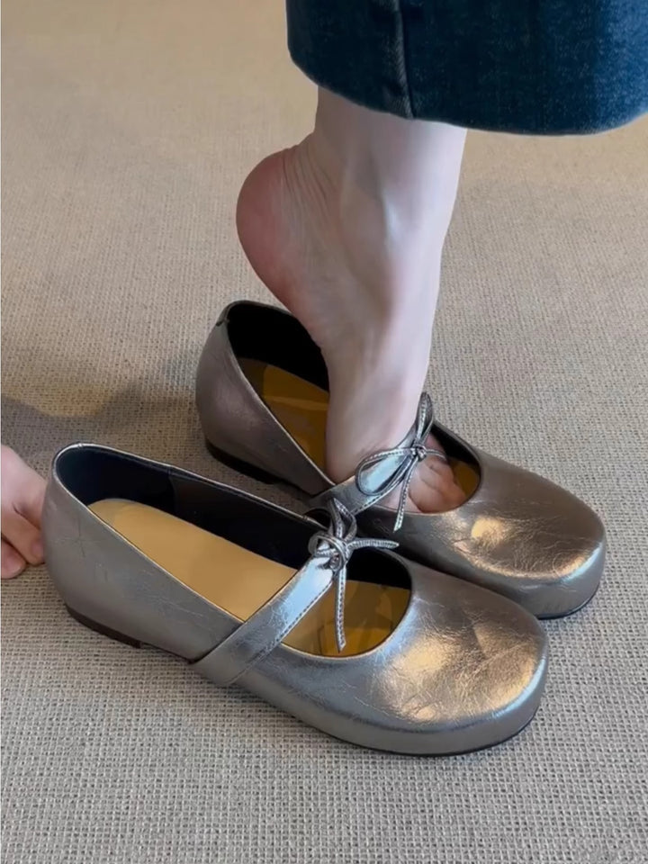 Dame Komfort Mary Jane Ballerinas med justerbar båndsløjfe Stilla