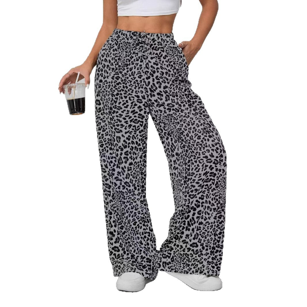 Dame Relaxed Fit Leopardmønster Palazzo Bukser Stilla