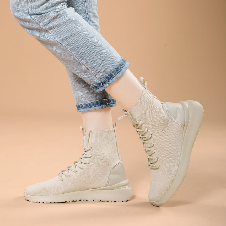 Dame High-Top Sok-Style Sneakers med åndbart strik-overdel Stilla