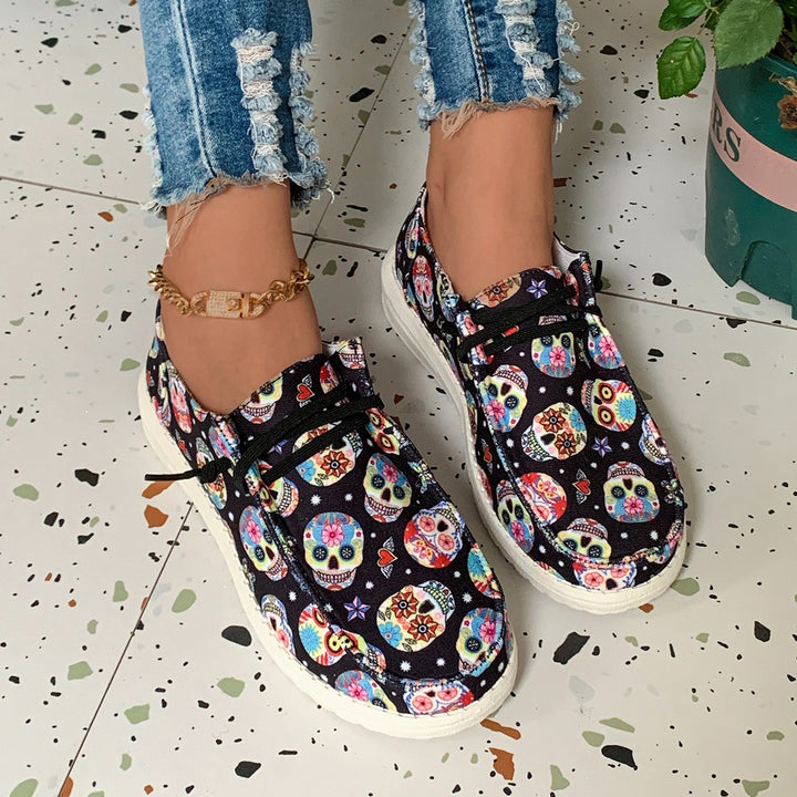 Dame Slip-On Sneakers med blomstret leopardprint og elastisk indtræk Stilla