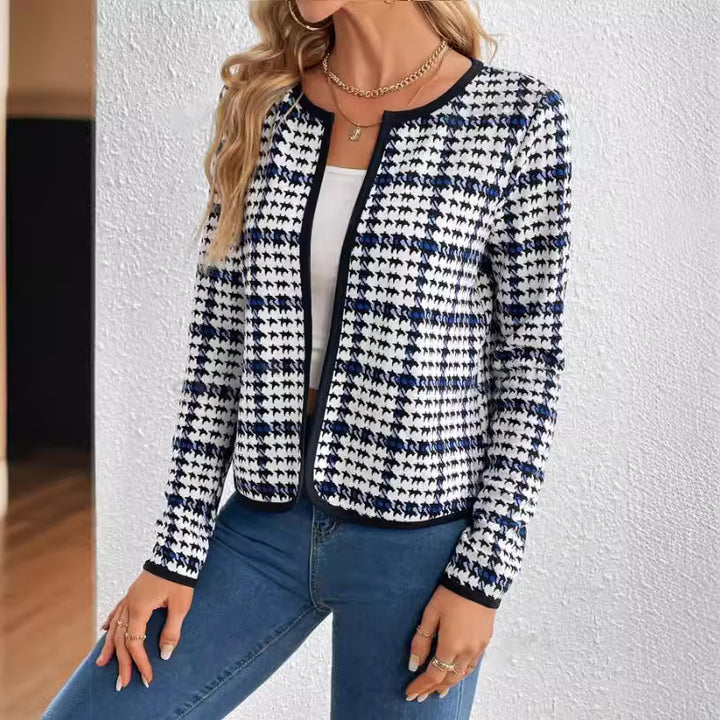 Dame Tweed-jakke i moderneternet ruters design Stilla