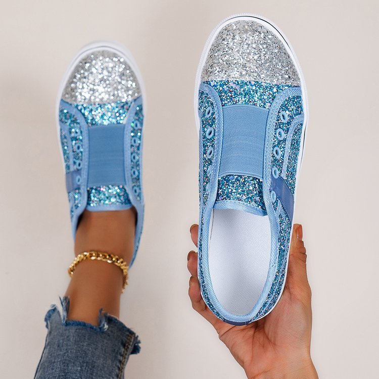 Dame Glitrende Sneakers med elastisk remdesign og skridsikker sål Stilla