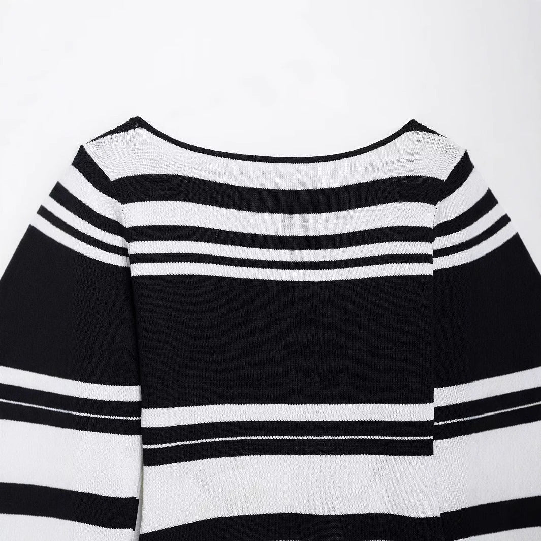 Femme Bell Sleeve Stribet Tunika Kjole Stilla
