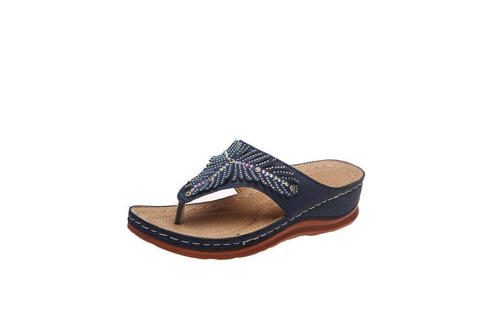 Dame Elegante Tåsplit Sandaler med funklende Smykke detaljer og anatomisk Sål Stilla