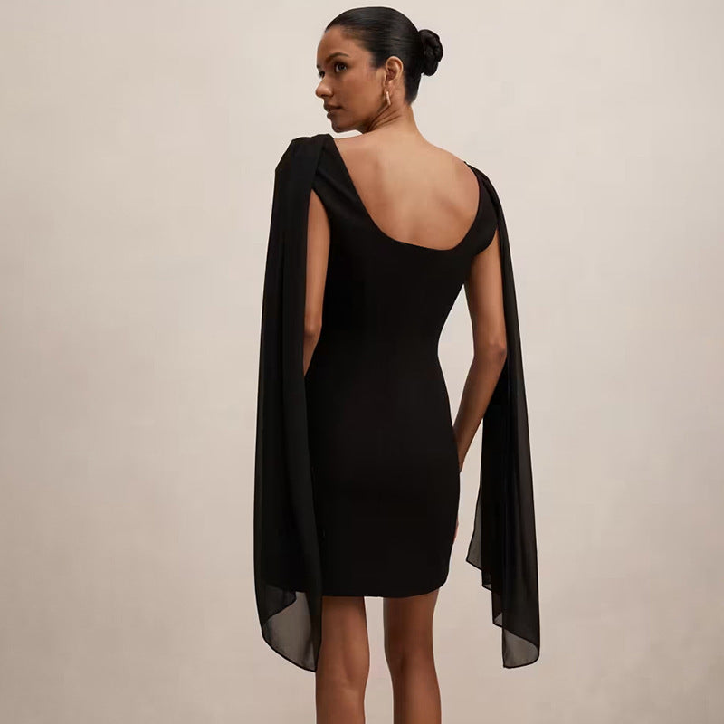 Damen Elegantes Wickelkleid mit drapierter Schulterpartie Skovae